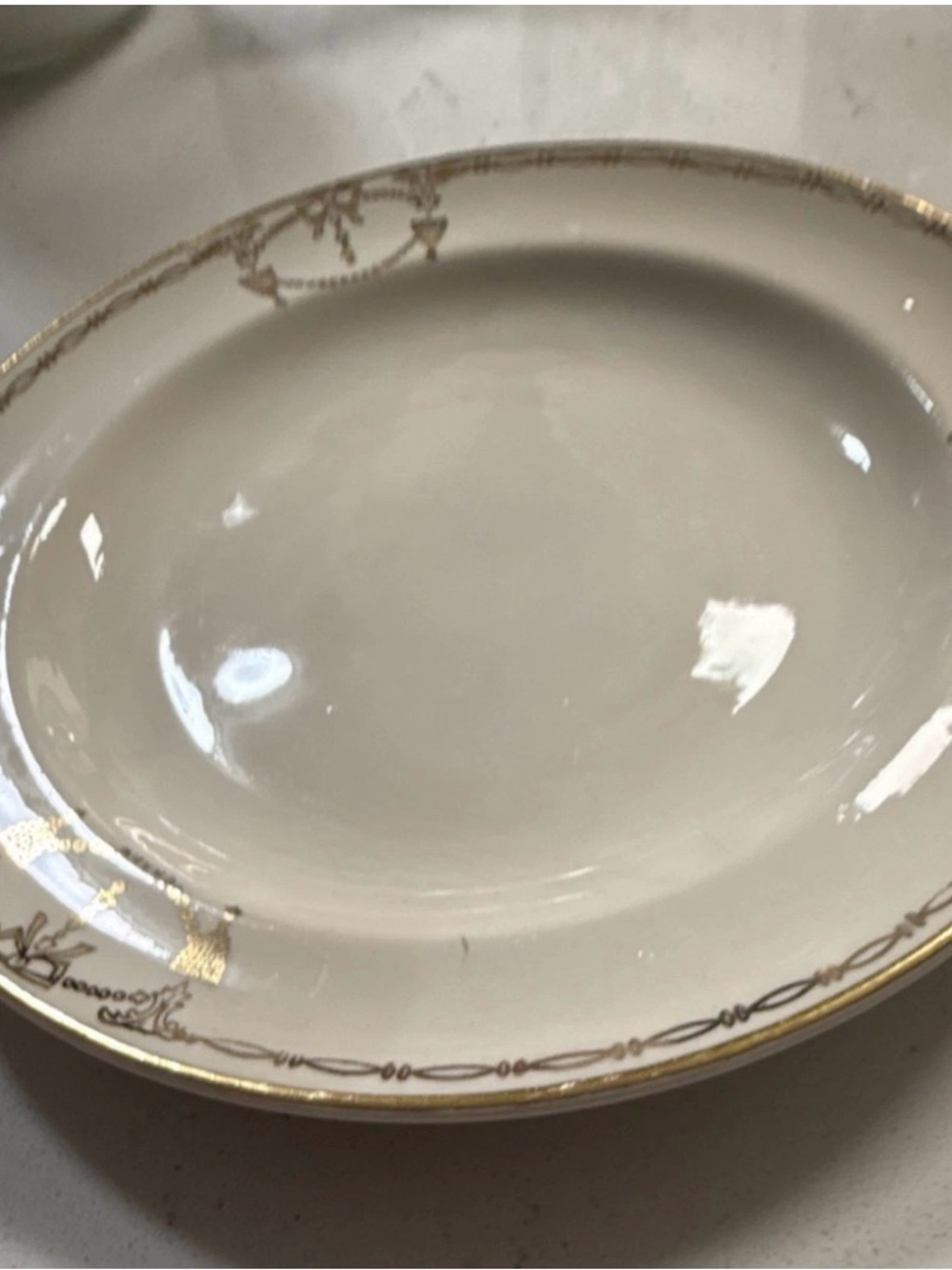 Elegant Gold-Trim Cream Serving Bowl - Classic Home Dining